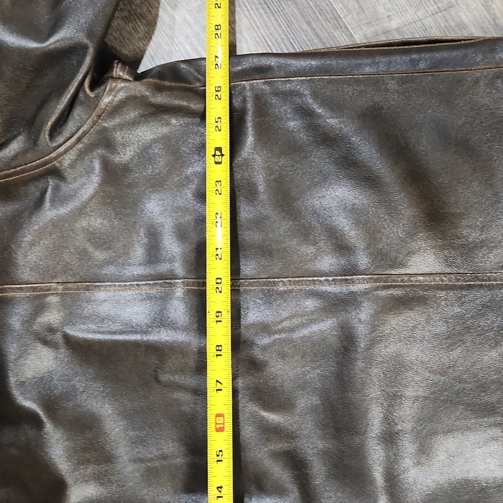 XXL Men's Dark Brown Leather Bomber Jacket - Picture 10 of 16